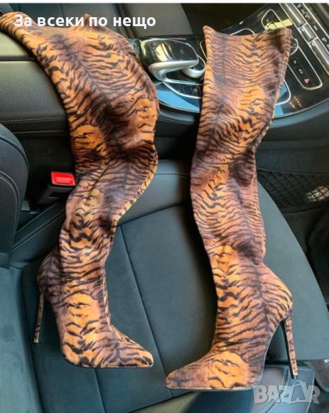 Дамски Ботуши На Ток С Леопардов Принт Код S120, снимка 1