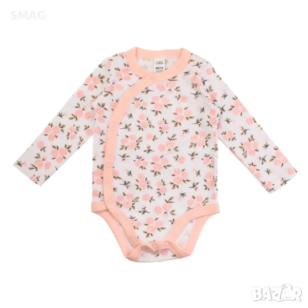 Бебешко памучно боди Бяло Розово Флорално S_1230475, снимка 1