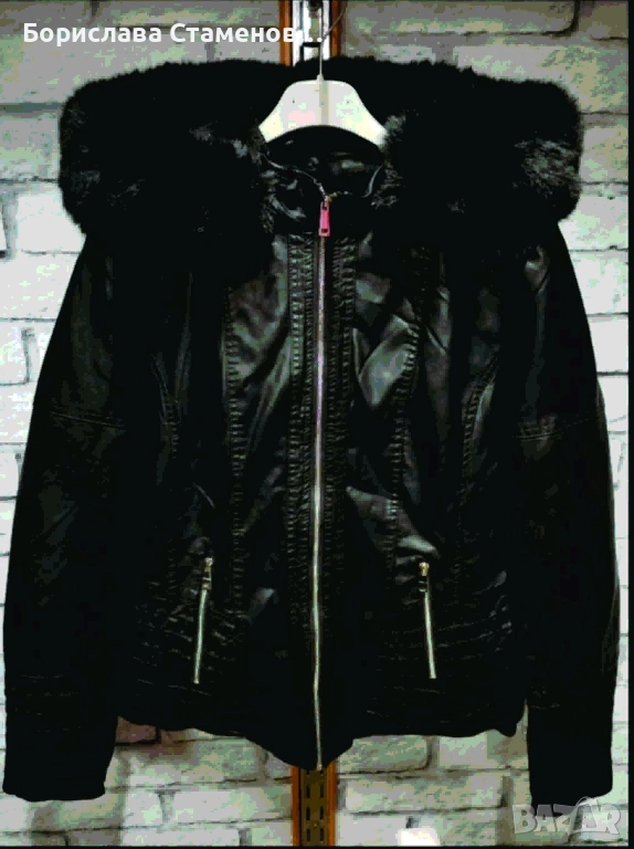 Черно кожено яке с подплата, снимка 1