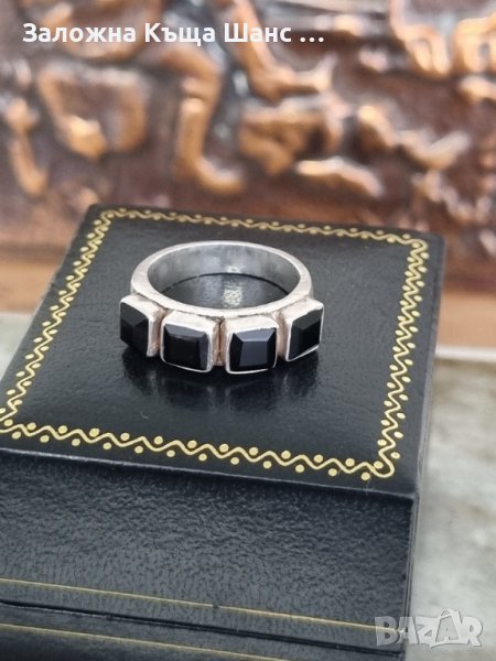 Сребърен пръстен с оникс 925 , снимка 1