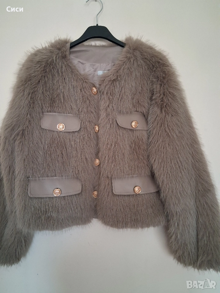 Дамско яке с косъм висок клас, снимка 1