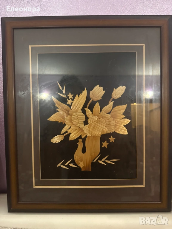 картина направена от дървени елементи, снимка 1