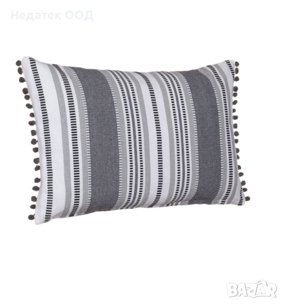 Декоративна  възглавница, Cushion Grey Stripes Pon Pon, 60x40 cм, Многоцветна, снимка 1