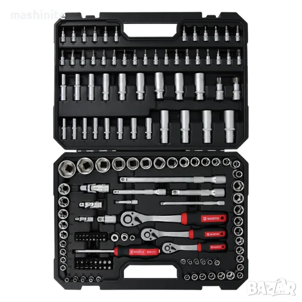 Промоция!Комплект гедоре 1/4''3/8''1/2'' 154 части Red Stripe WURTH, снимка 1