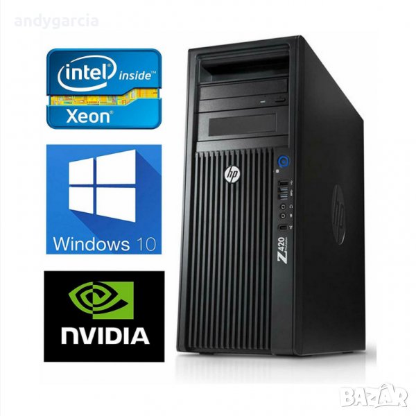 4 Ядра 8 Нишки Xeon E5-1620/16GB RAM/500GB HDD/Quadro FX 3800 1GB/HP Z420 WorkStation станция z420, снимка 1