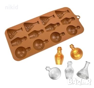 3D бутилка бутилки шише епруветка отрова силиконов молд форма фондан шоколад гипс, снимка 1