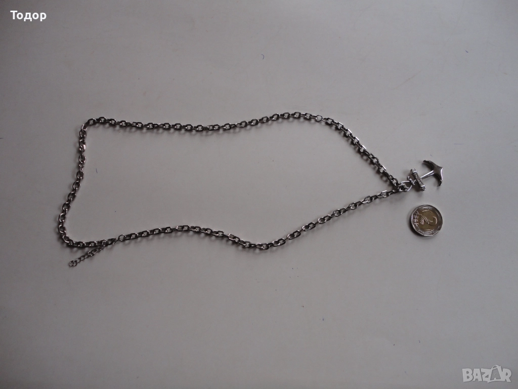 Масивен синджир медальон с котва от медицинска стомана , снимка 1