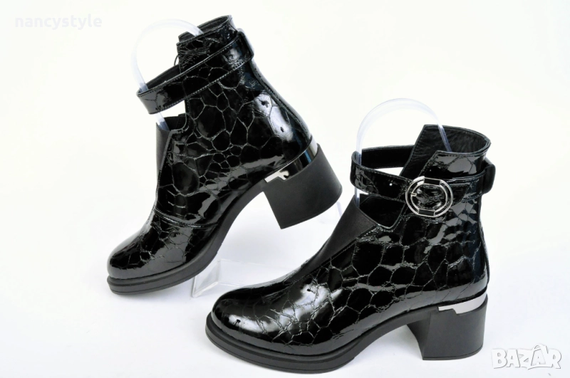 НОВО! Лачени елегантни дамски боти на ток, снимка 1