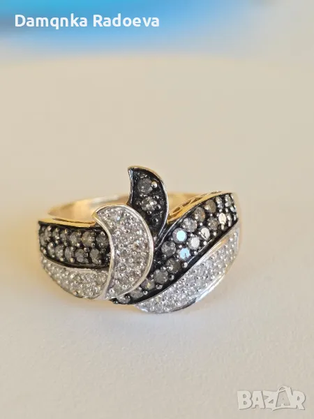 Златен пръстен със 77 Диаманта 14 карата 585, снимка 1
