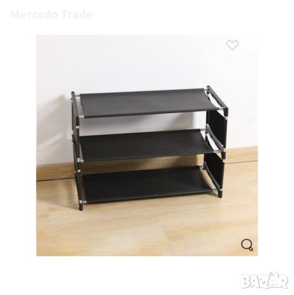 Поставка за обувки Mercado Trade, Плат, 3 рафта, Черен, снимка 1