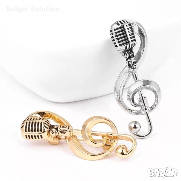 Красив нотен знак и микрофон 3D музикален аксесоар, снимка 1