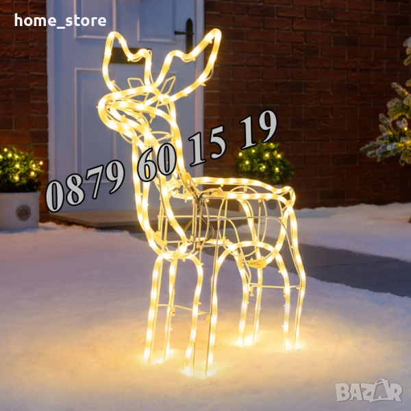 Коледен светещ елен, коледен елен височина 90 см, жълта светлина, снимка 1