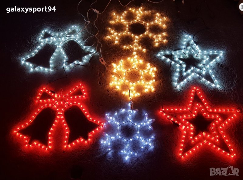 Лед Камбанка/Звездичка Декорация в Червен цвят 45 х 45см Коледни, снимка 1