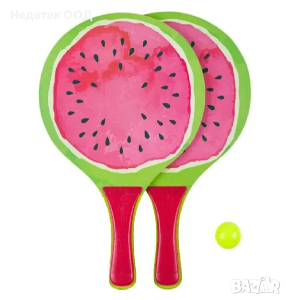 Дървени ракети за плажен тенис, Диня, 38х24 см, снимка 1