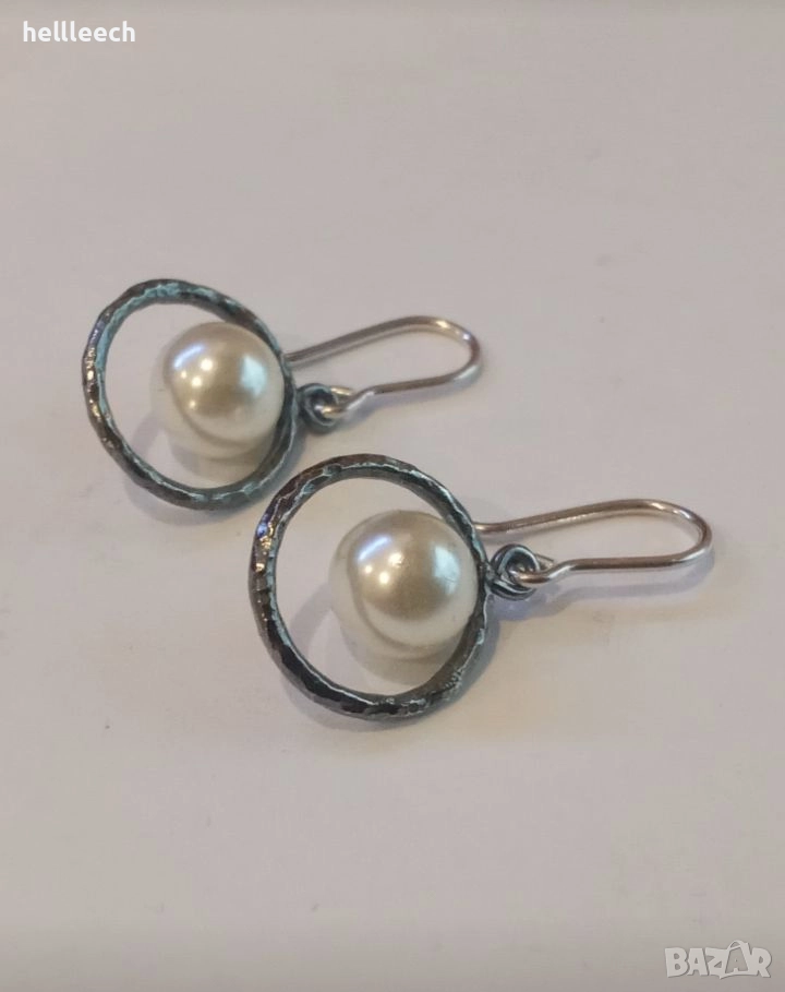 Сребърни обеци с перли, снимка 1