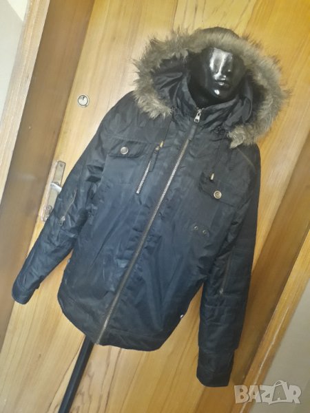 Унисекс черно късо непромокаемо яке с много джобове Л, снимка 1