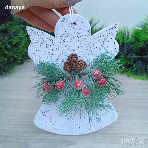 3390 Коледна фигура Ангел с шишарки, снимка 1