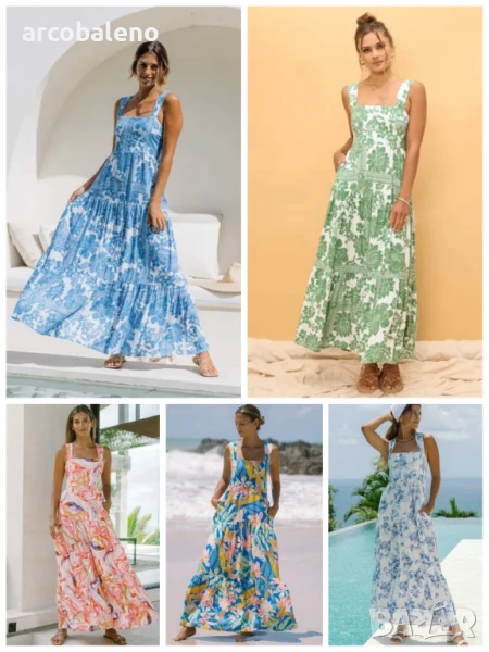 Дамска свободна рокля с презрамки с флорален принт, 5цвята , снимка 1