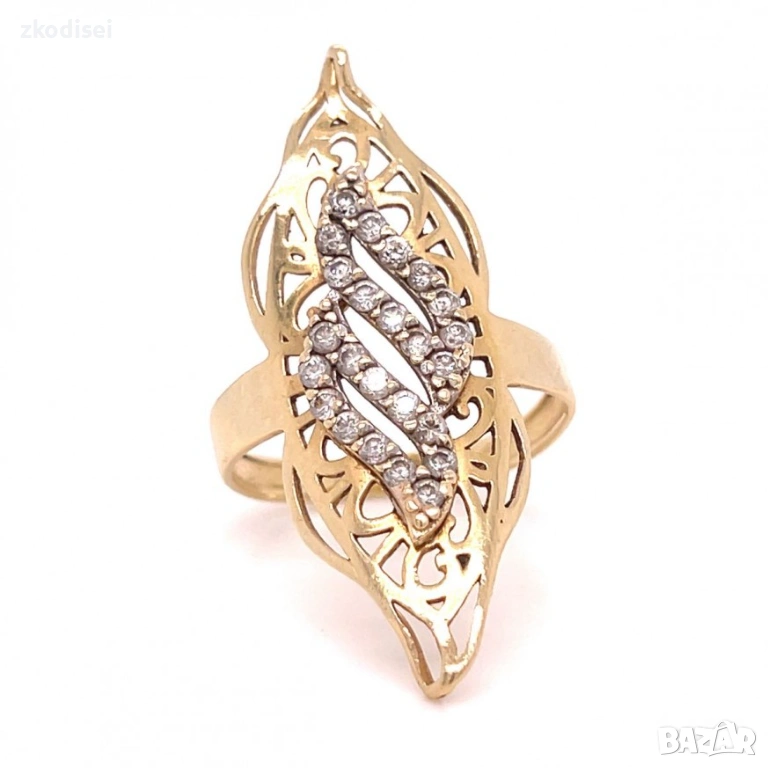 Златен дамски пръстен 3,50гр. 14кр.проба:585 размер:56 модел:29905-1, снимка 1