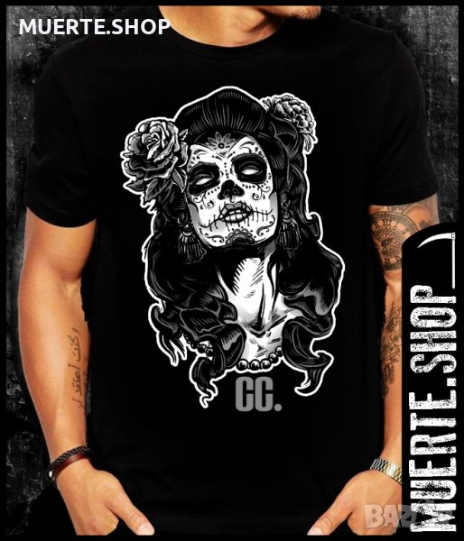 Черна тениска с щампа CATHRINA CALAVERA, снимка 1