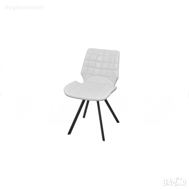 Трапезни столове, 4 бр, бели, изкуствена кожа, снимка 1