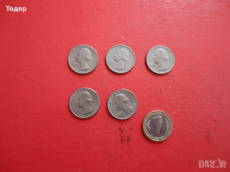 Четвърт долар САЩ Лот американски монети 6 , снимка 1