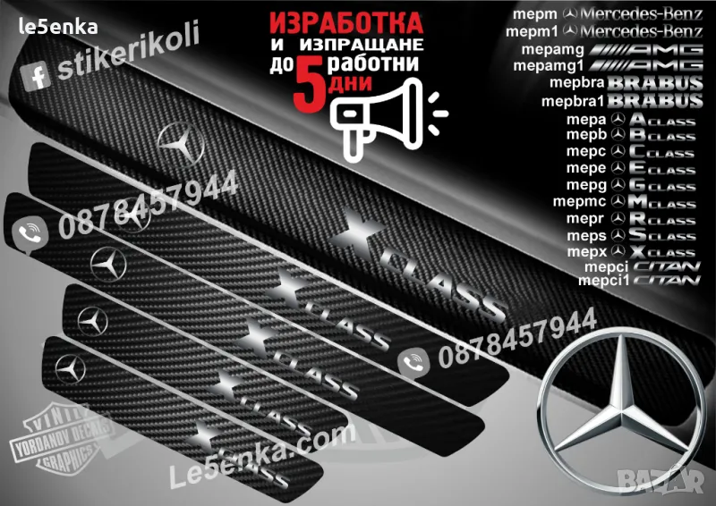 ПРАГОВЕ карбон Mercedes-Benz X class фолио стикери mepx, снимка 1