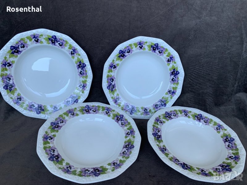 Чинии  дълбоки с теменужки Rosenthal , снимка 1