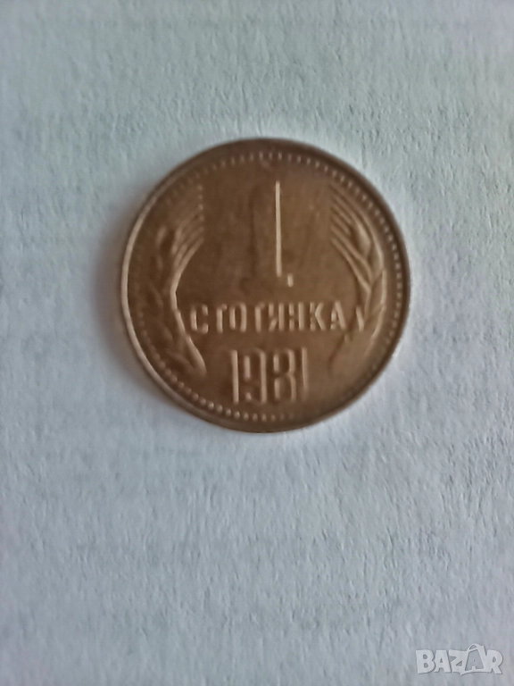 1 стотинка 1981 г. - НРБ - Народна Република България, снимка 1