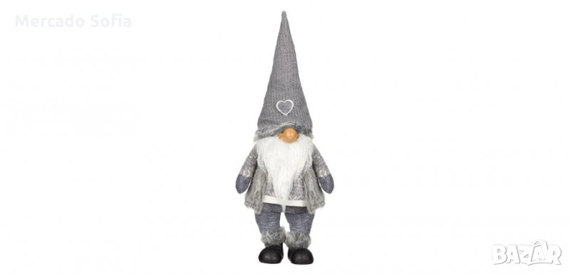 Коледна декоративна фигура, Гном със Сива плетена шапка, снимка 1