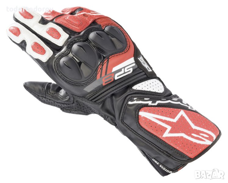 Кожени мото ръкавици за мотор ALPINESTARS SP-8 V3 AIR RED/WHITE, снимка 1