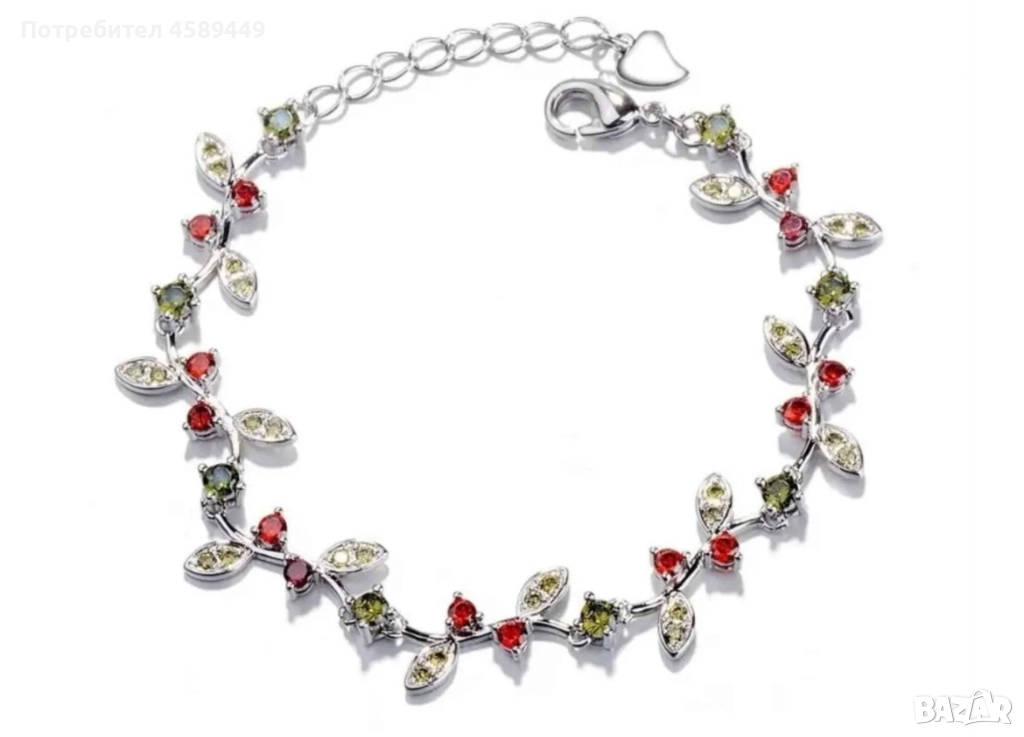 Сребърна гривна с кубичен цирконий — вдъхновена от природата , снимка 1
