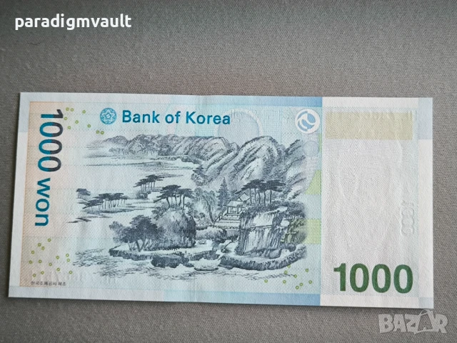 Банкнота - Южна Корея - 1000 вона UNC | 2007г., снимка 2 - Нумизматика и бонистика - 50776892