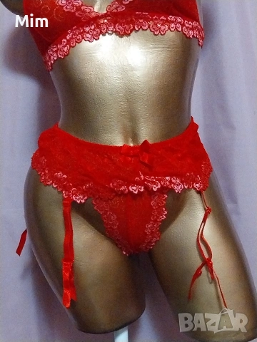 К-т Червен сутиен, прашка и колан с жартиери за чорапи , снимка 6 - Бельо - 53481071