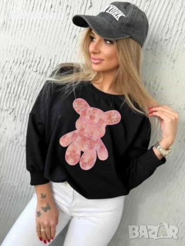 Дамски блузи с мече - два цвята - 13€, снимка 2 - Блузи с дълъг ръкав и пуловери - 53455155