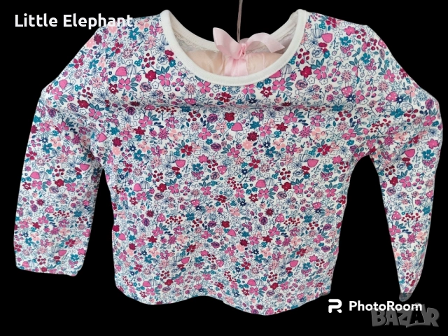 Блузка с дълъг ръкав за 5-6 год мом цветчета и гъби,колекция"Flowers",Англия/нова