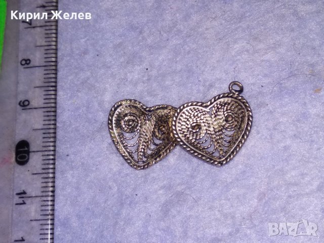 СТАРИННА СРЕБЪРНА ФИЛИГРАННА ВИСУЛКА ДВЕ СЪРЧИЦА РЪЧНА МАЙСТОРСКА РЯДКА ИЗРАБОТКА 31186, снимка 10 - Антикварни и старинни предмети - 41337167