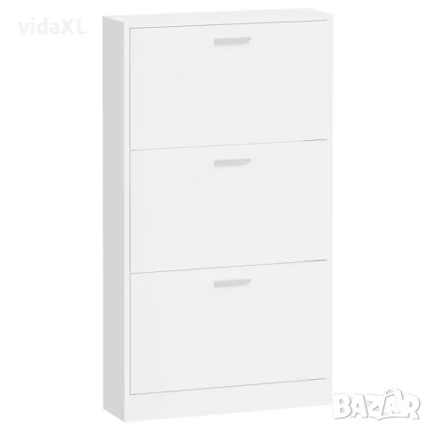 vidaXL Шкаф за обувки, бял гланц, 59x17x108 см, инженерно дърво, снимка 5 - Шкафове - 56147104