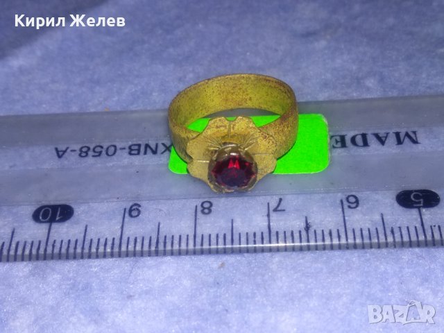 СТАРИНЕН СКЪПОЦЕН ФЛОРАЛЕН БРОНЗОВ РЕТРО ПРЪСТЕН - ЦВЕТЕ РЪЧНО ОРНАМЕНТИРАН с ФАСЕТИРАН ГРАНАТ 36617, снимка 9 - Антикварни и старинни предмети - 39723265