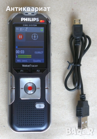 Дигитален рекордер, диктофон с 3 микрофона Philips Voice Tracer DVT 6010 / 8GB / FM радио
