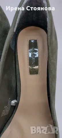 Дамски обувки в маслено зелен цвят на висок ток. Материя велур. Размер 40/41 номер , снимка 7 - Маратонки - 49271041