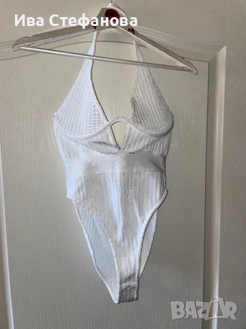 Ново луксозно с етикет хигиенна лепенка елегантно парти официално бяло бандажно боди 36 номер 