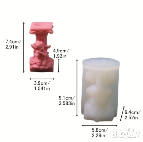 Молд ангелче с колона, снимка 6 - Форми - 51500562
