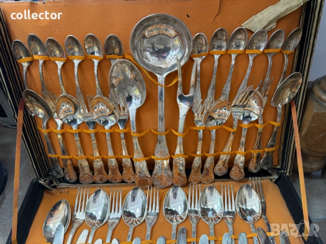 Комплект посребрени прибори. №7849 , снимка 2 - Антикварни и старинни предмети - 53443038