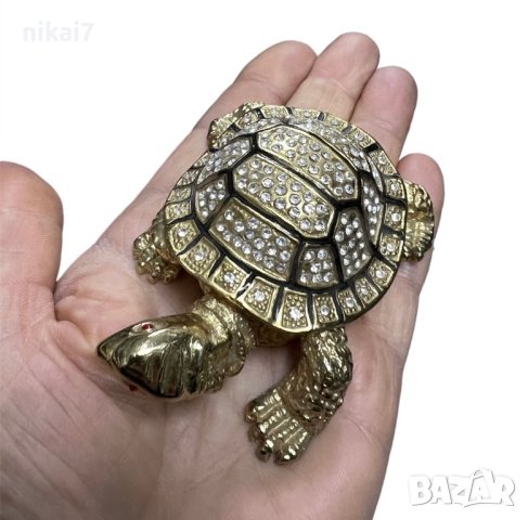 кутия за бижута луксозен сувенир костенурка жаба с камъни украса, снимка 6 - Други - 41769703