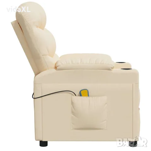 vidaXL Масажен стол, кремав, текстил, снимка 4 - Маси - 56152633
