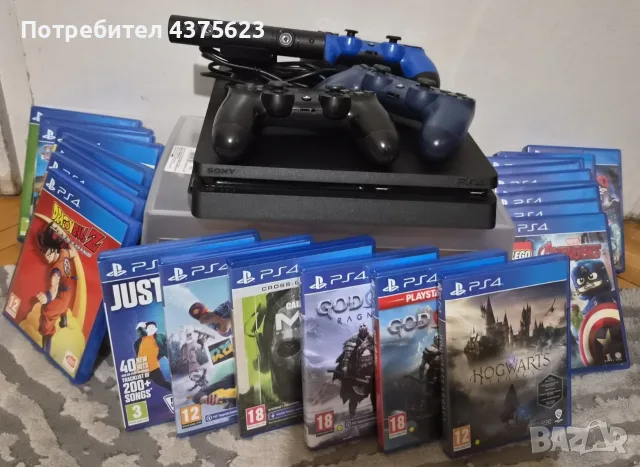 PS4 Slim 500GB + 2TB Seagate Game Drive + 24 игри + 3 DualShock + PS Camera + GuliKit Route Air+ Pro, снимка 5 - PlayStation конзоли - 56238382