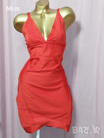 VINCEOTTO XL Червена бандажна рокля