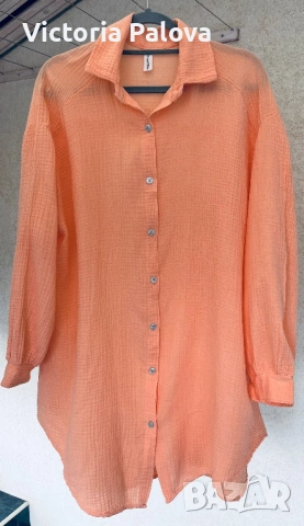 Италианска памучна риза в прасковен цвят - летен шик и комфорт