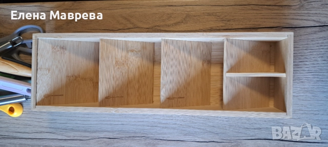 Бамбуков органайзер за прибори , снимка 3 - Аксесоари за кухня - 51544760